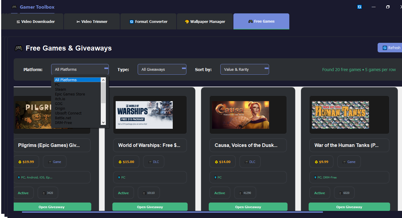 Free Games Tracker Tool